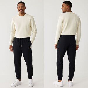 TRUE RELIGION‎ Gender-Neutral Y2K Revival Metallic HS High-Rise Jogger Pants Blk